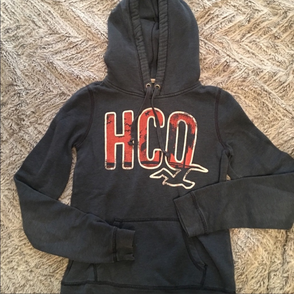 Hollister rustic orange lettering women’s hoodie